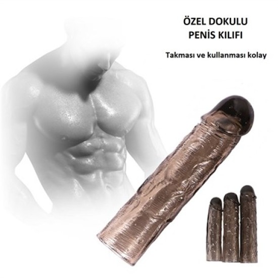 Ucu Dolgulu Uzatmalı 3'lü Zenci Penis Kılıfı Seti