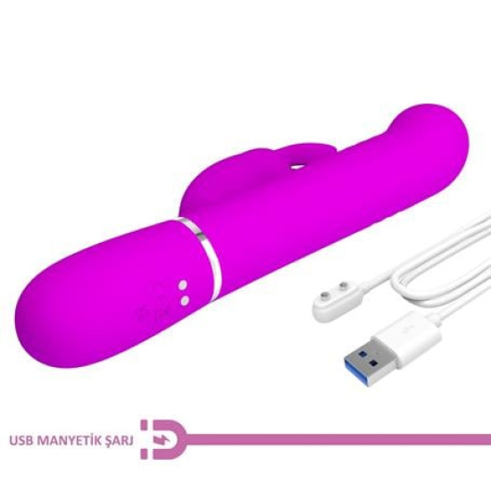 USB Manyetik Şarjlı 7 Titreşim 4 İleri Geri & 4 Rotasyon Fonksiyonlu Teknolojik G-Spot Vajinal Vibratör