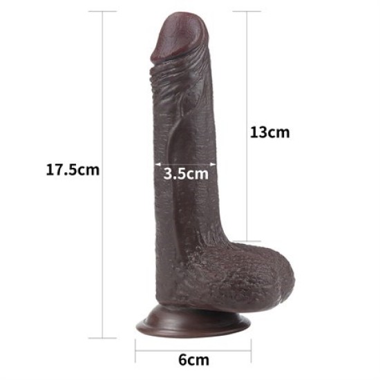 Yeni Nesil Çift Katmanlı Belden Bağlamalı 17,5 cm Realistik Zenci Dildo Penis