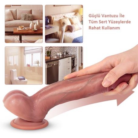 Yeni Nesil Çift Katmanlı 22 cm Realistik Dildo Penis