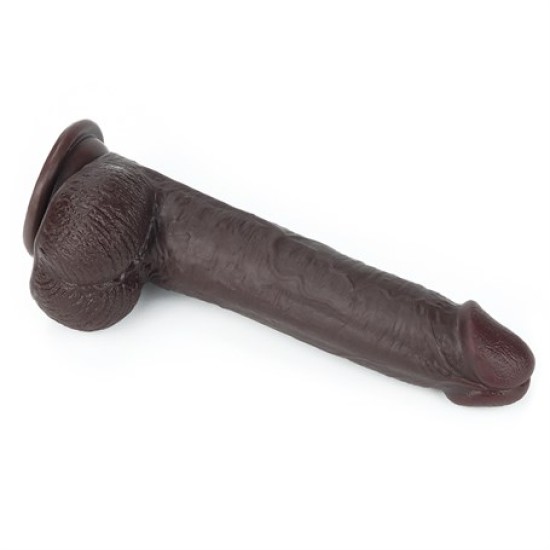 Yeni Nesil Çift Katmanlı 23 cm Realistik Zenci Dildo Penis