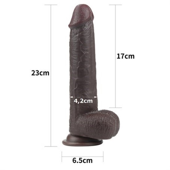 Yeni Nesil Çift Katmanlı Belden Bağlamalı 23 cm Realistik Zenci Dildo Penis