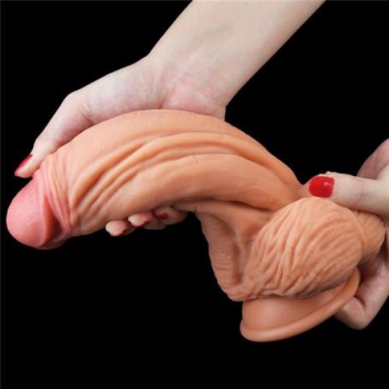 Belden Bağlamalı Yeni Nesil Çift Katmanlı 24,5 cm Realistik Dildo Penis