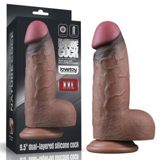 Belden Bağlamalı Yeni Nesil Çift Katmanlı 24,6 cm Realistik Dev Melez Dildo Penis