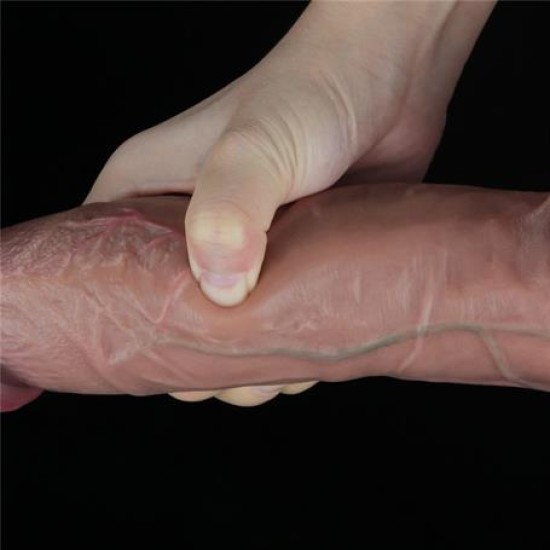 Yeni Nesil Çift Katmanlı 26,5 cm Realistik Dev Melez Dildo Penis