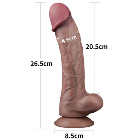 Yeni Nesil Çift Katmanlı 26,5 cm Realistik Dev Melez Dildo Penis