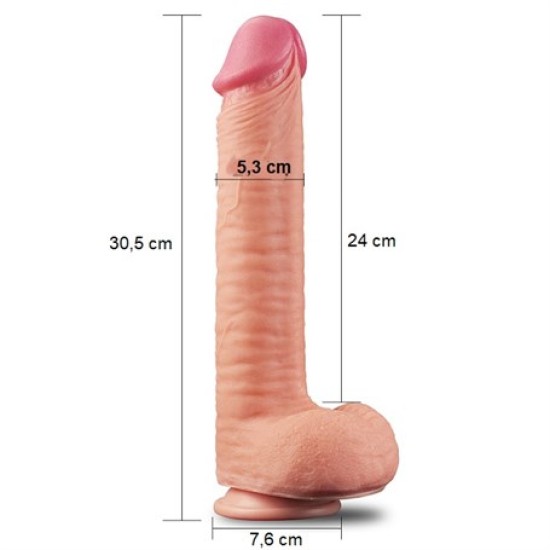 Yeni Nesil Çift Katmanlı 30,5 cm Realistik Dev Dildo Penis