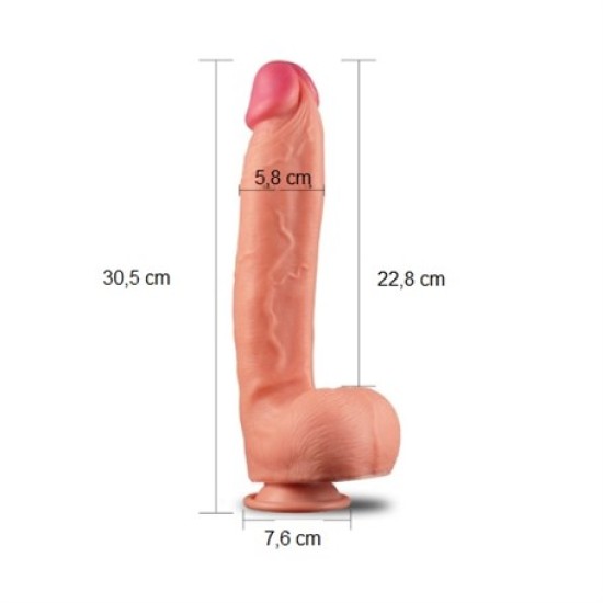 Yeni Nesil Çift Katmanlı 30,5 cm Realistik Dev Dildo Penis