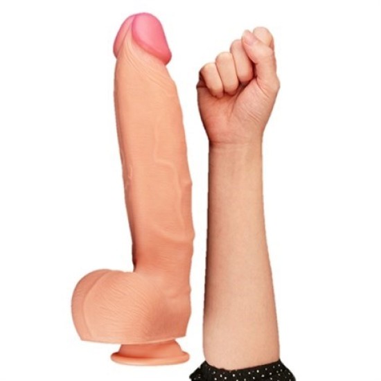 30,5 cm Belden Bağlamalı Yeni Nesil Çift Katmanlı Realistik Dev Dildo Penis