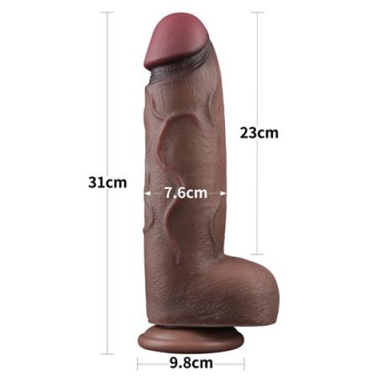 Yeni Nesil Çift Katmanlı 31 cm Realistik Dev Melez Dildo Penis