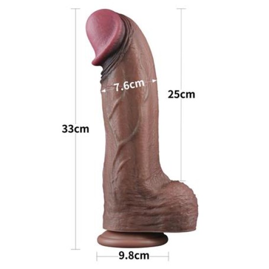 Yeni Nesil Çift Katmanlı 33 cm Realistik Dev Melez Dildo Penis