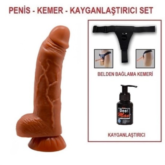 Yeni Nesil Çift Katmanlı Belden Bağlamalı 18 cm Realistik Dildo Penis